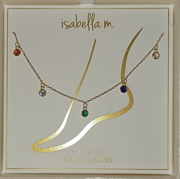 ISABELLA M. STERLING SILVER GOLD PLATED DANGLE GEM - Picture 3 of 5